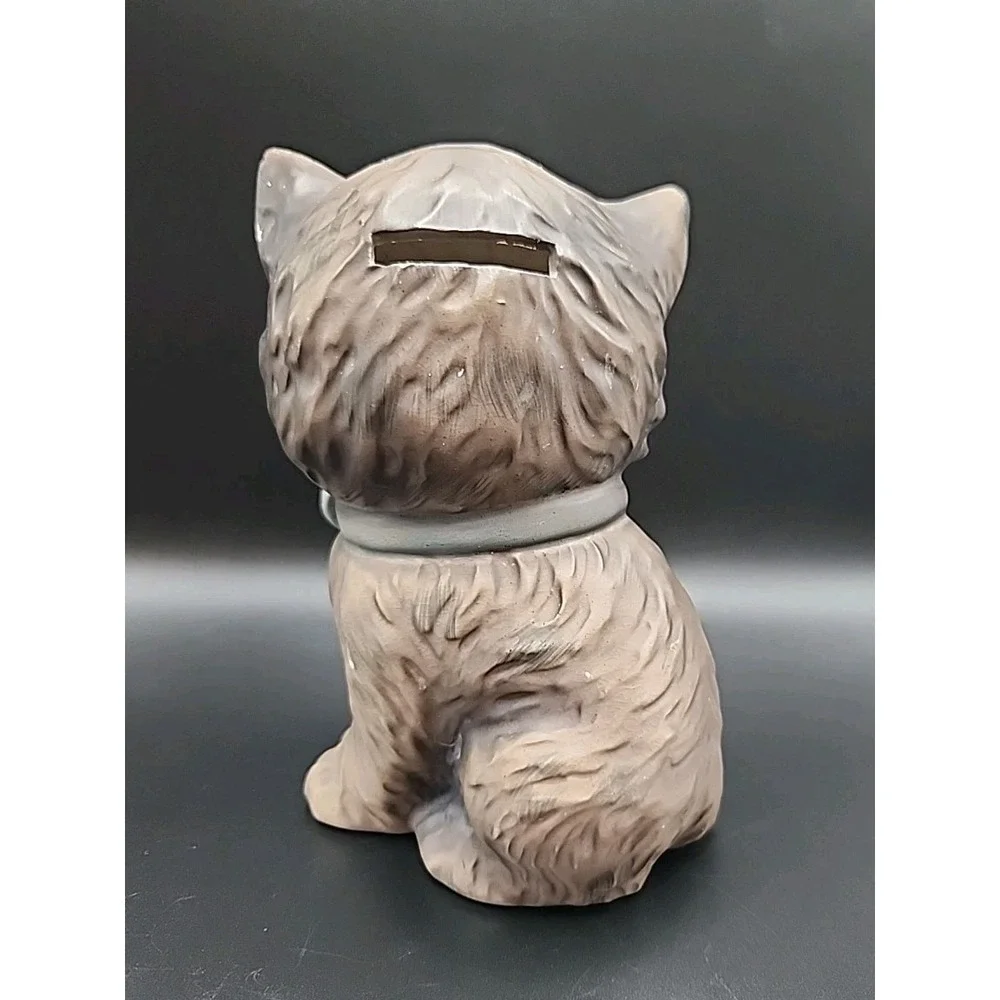Vintage Lefton Gray Kitten Cat Ceramic Bank #1565